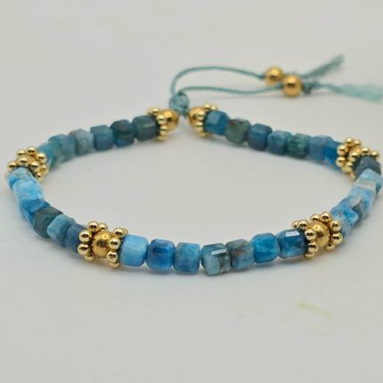 bransoletka z ciemnoturkusowego,szlifowanego apatytu-na płasko