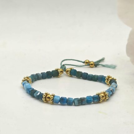 bransoletkaz ciemnoturkusowego,szlifowanego apatytu-