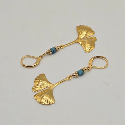 kolczyki ze złotej stali z naturalnym apatytem-zapięcie angielskie