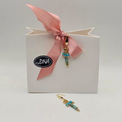 kolczyki ze stali z turkusem i turkusem afrykańskim