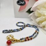 naszyjnik z lapis lazuli i karneolu-na płasko