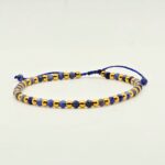 bransoletka z kamienia naturalnego lapis lazuli i stali szlachetnej w kolorze złotym