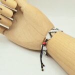 Bransoleta wyszywana ręcznie z koralików szklanych Miyuki-biało-czarno-złota